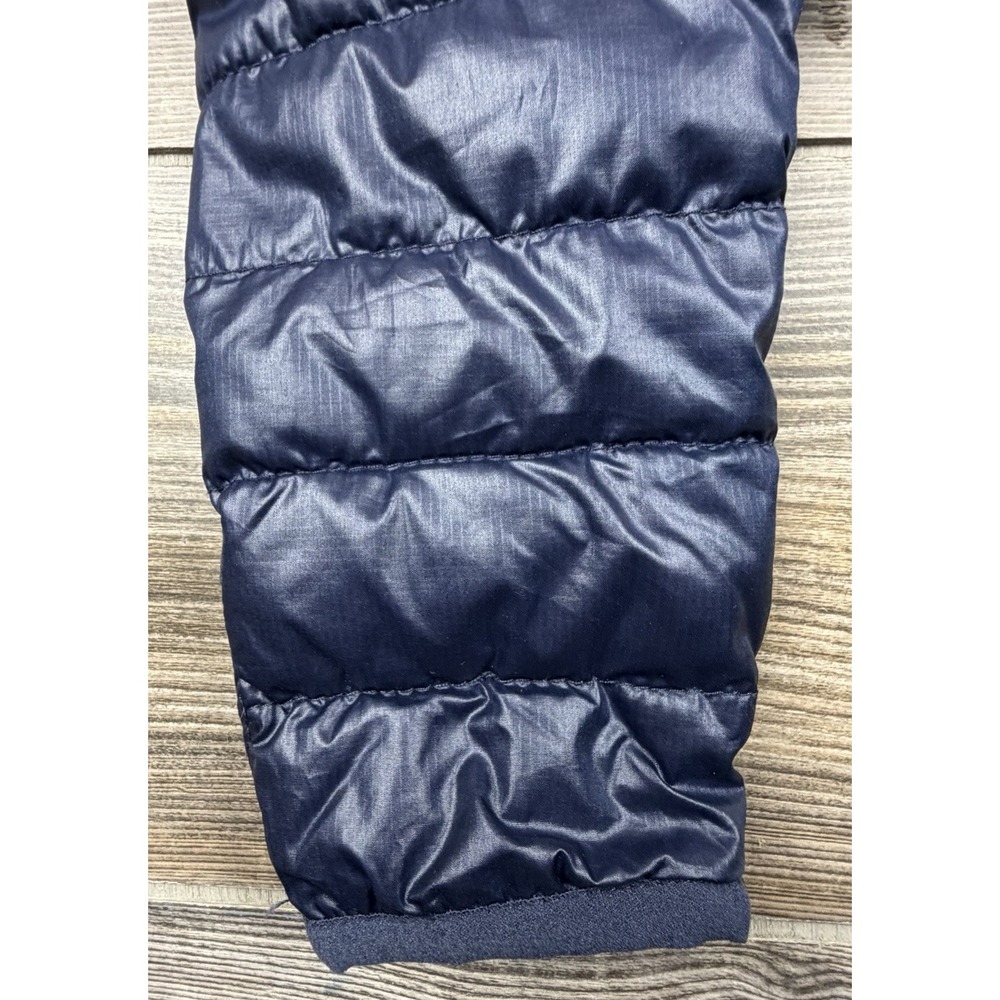Primary Navy & Rainbow Striped Hooded Puffer Snowsuit 6-12 Months Lightweight - Picture 5 of 12